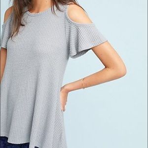 Anthropologie Open Shoulder Fluttered top